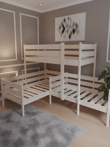 Изображение товара Кровать двухъярусная для троих детей из массива "Экосон Дети Трио" 140х60