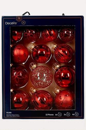 Изображение товара Набор стеклянных шаров мольто грациозо, красный, 7 см (упаковка 13 шт.), Winter Deco 061176