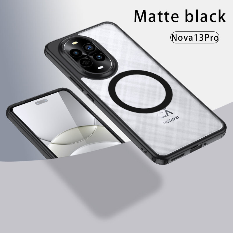 Чехол Для Huawei Nova 13 Pro / Хуавей Нова 13 Про, soft touch, чехол-кардиомонитор, поликарбонат (PC), защита камеры, ударопрочный, усиленные углы, Huawei, Huawei Nova 13 Pro, black,