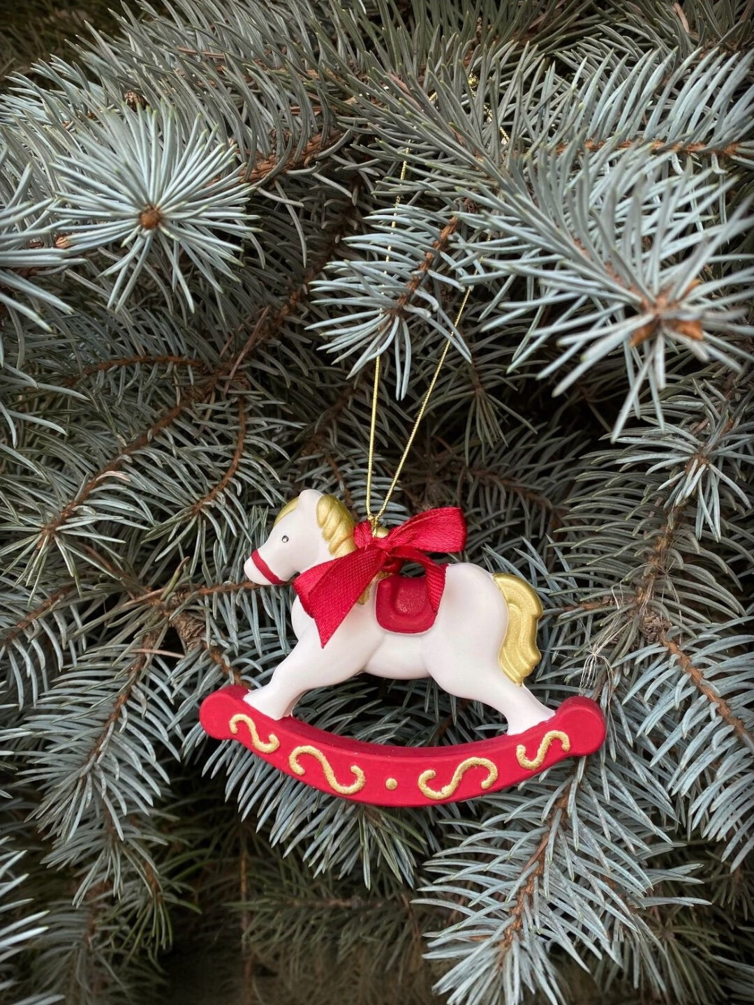 Елочные игрушки "Лошадка", гипсовые, расписаны акриловыми красками, покрыты лаком, 4 шт.