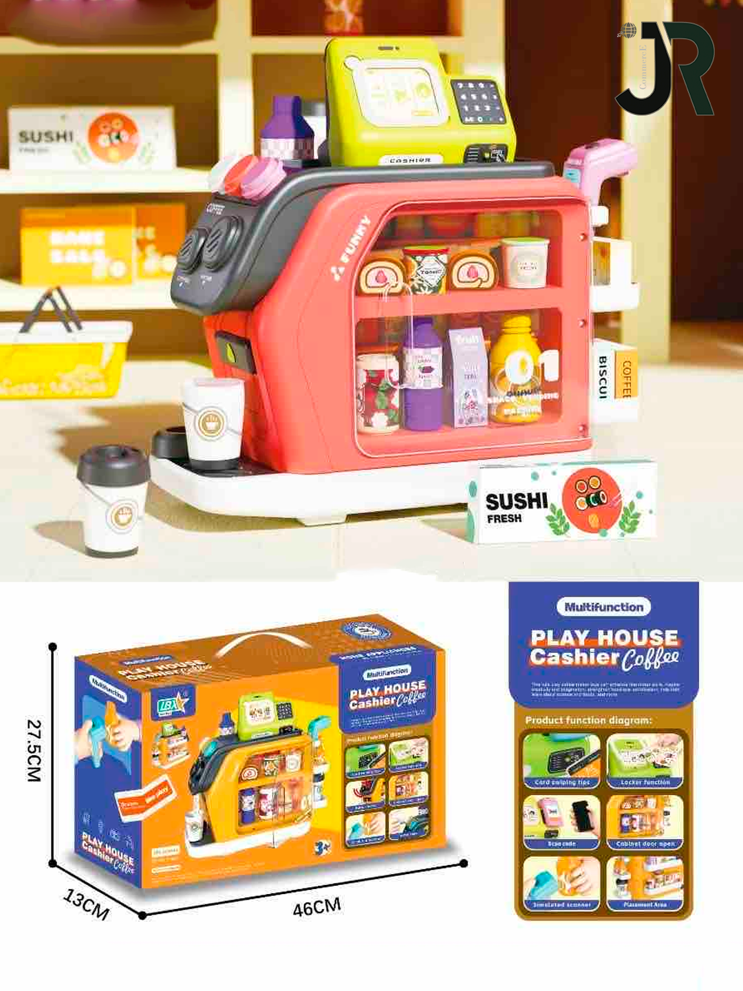 Детская игровая касса, с кофемашиной, для развития коммуникативных навыков, от 3 лет