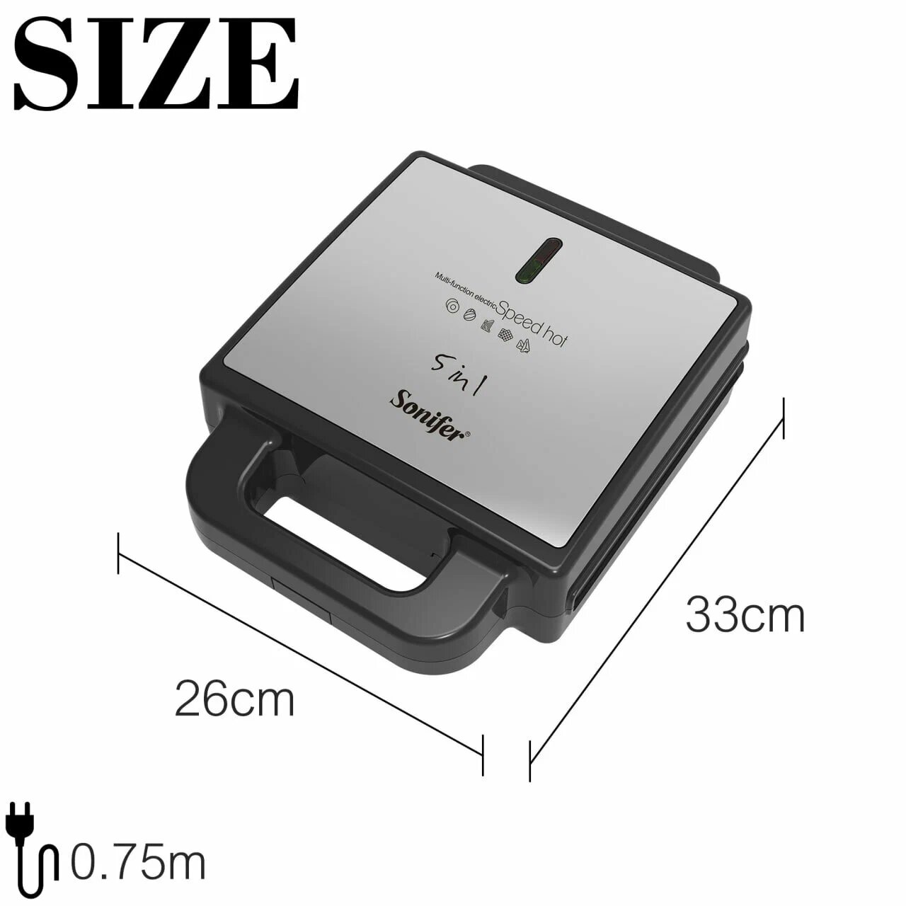 Многофункциональная электрическая сэндвичница Sonifer SF-6143 5-в-1 со сменными панелями для сэндвичей, вафель и гриля — фото 1