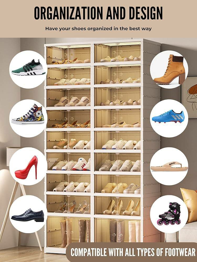 Обувница складная, сборная, 9+9 уровней, 36 пар обуви, пластик