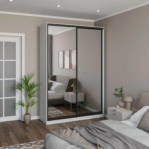 Изображение товара Шкаф купе для одежды "MELIA" белый лофт зеркальный 160 х 50 х 240 см (ШхГхВ)