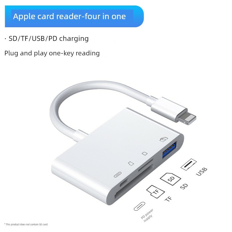 USB 2.0 адаптер для SD/TF-карт, зарядки и камеры для устройств Apple, поддерживает карты, зарядку и камеру с быстрой