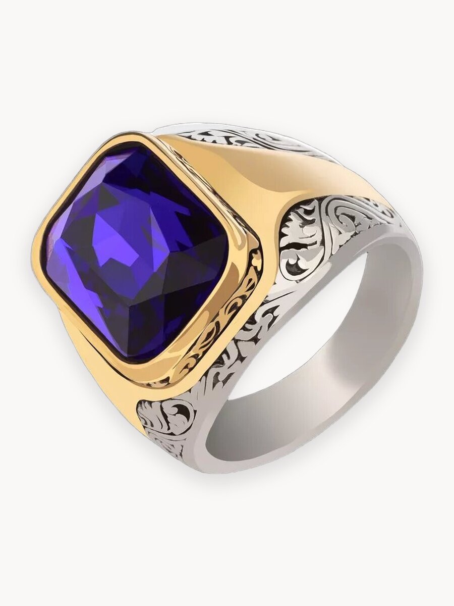 Печатка МЕКАТО, стекло, размер 20, синий, серебряный, золотой