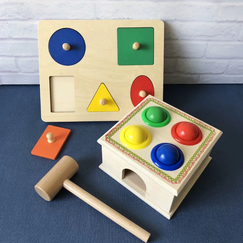 Квадратная игровая доска с геометрической головоломкой для детей 1-3 лет, игрушка монтессори