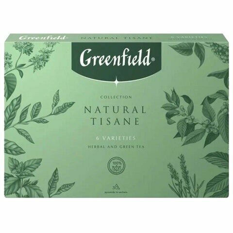 Чай GREENFIELD "Natural Tisane", ассорти 6 вкусов, набор 30 пакетиков, 1844-10