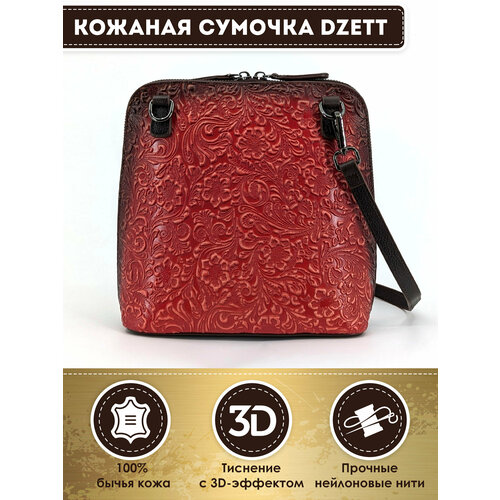 фото Сумка кросс-боди dzett, фактура тиснение, красный