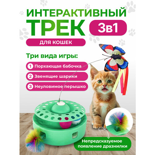 Интерактивный трек «3в1» «Чистый Котик» , зеленый, 20,5 см