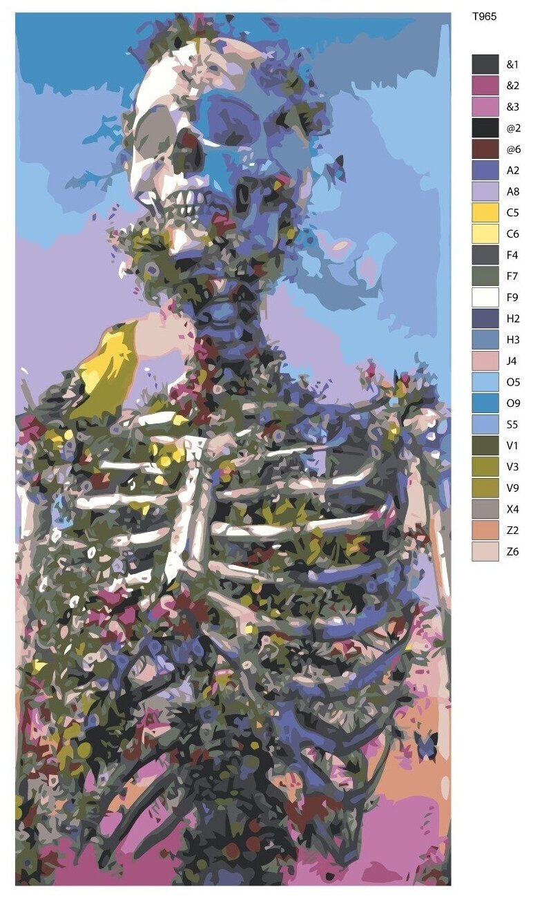 Картина по номерам T965 "Цветущий скелет" 40x80
