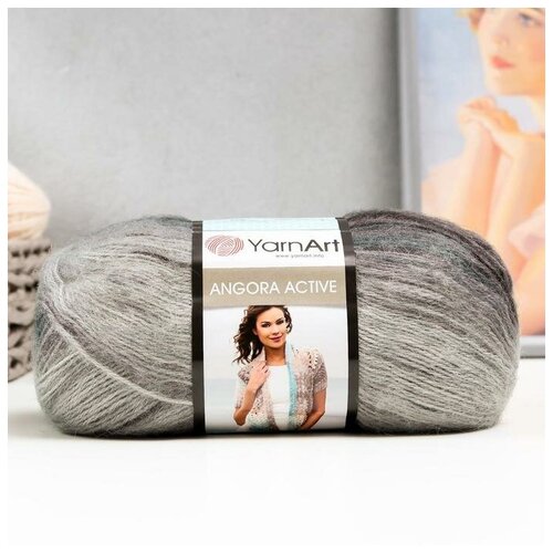 Пряжа YarnArt Angora Active 25% мохер, 75% акрил 500 м /100 гр (840 черн-сер-мор волна) - 1 шт