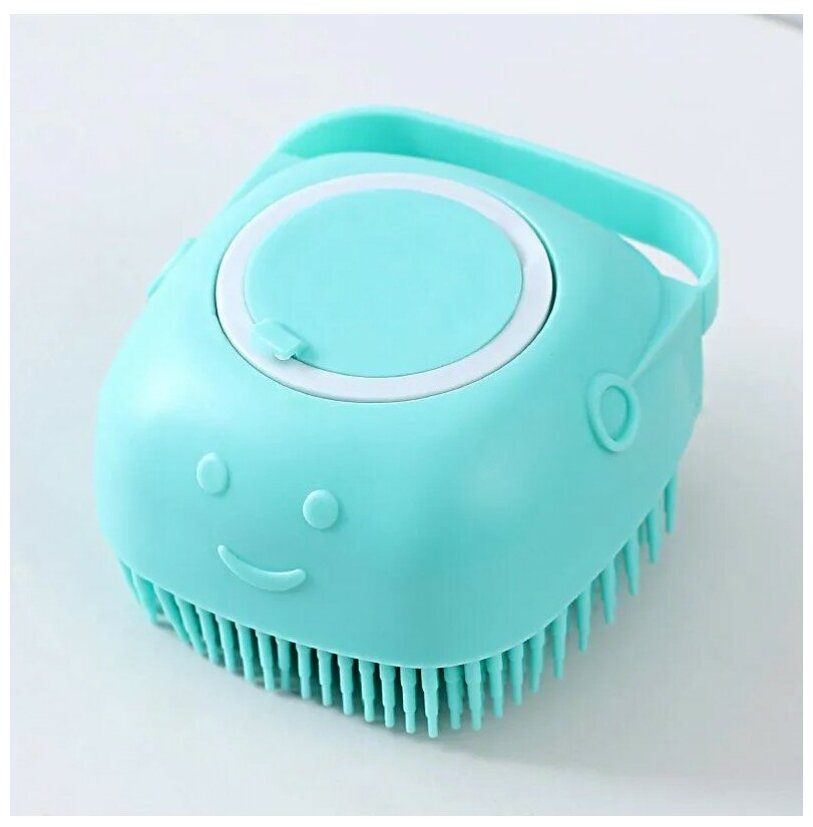 Силиконовая массажная щетка для мытья животных, массажная щетка с дозатором для шампуня - фотография № 5