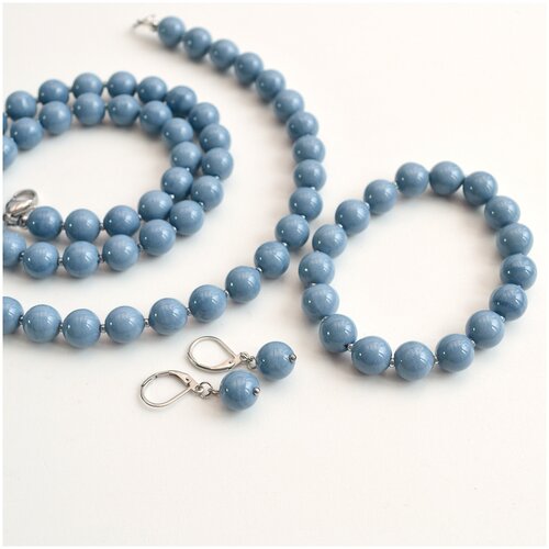 Комплект бижутерии Tularmodel: браслет, колье, серьги, размер браслета 18 см., размер колье/цепочки 56 см., голубой