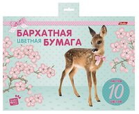 Цветная бумага бархатная Олененок Hatber, A5, 10 л., 10 цв.