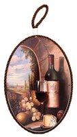 Подставка под горячее Elan gallery "Виноград и вино" 19*13*1 см., овальная, коричневый шнурок