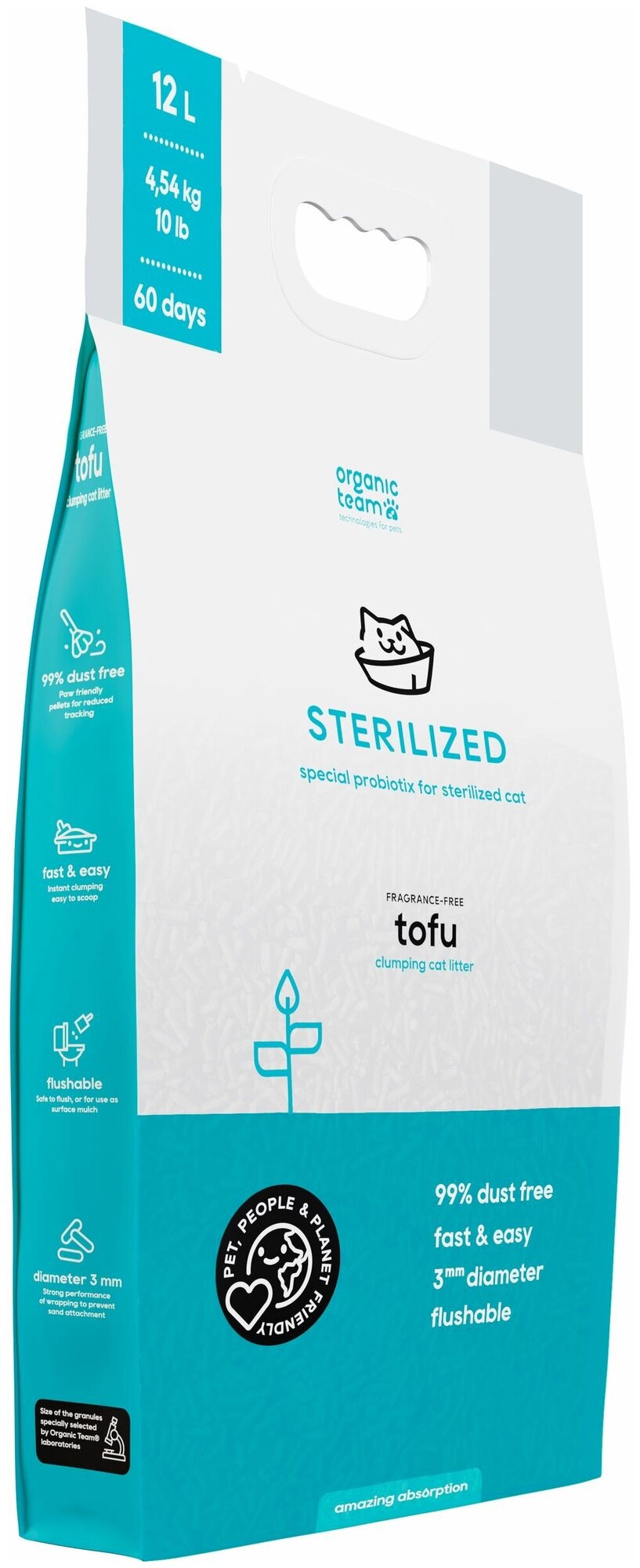 Organic team Tofu комкующийся наполнитель для кошачьего туалета, для стерилизованных кошек 12 л - фотография № 5