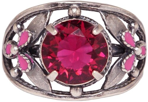 Кольцо, стекло, эмаль, размер 19.5, розовый, красный