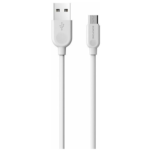 Дата-кабель Borofone BX14 USB-MicroUSB, 2 м, белый кабель micro usb borofone bx14 2a