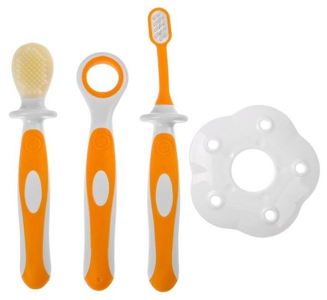 Набор детских зубных щеток Крошка Я 3 шт с ограничителем, от 3 мес, цвет оранжевый (2849329)