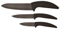 Набор Bohmann 3 ножа с подставкой черный / серый / дамасский узор