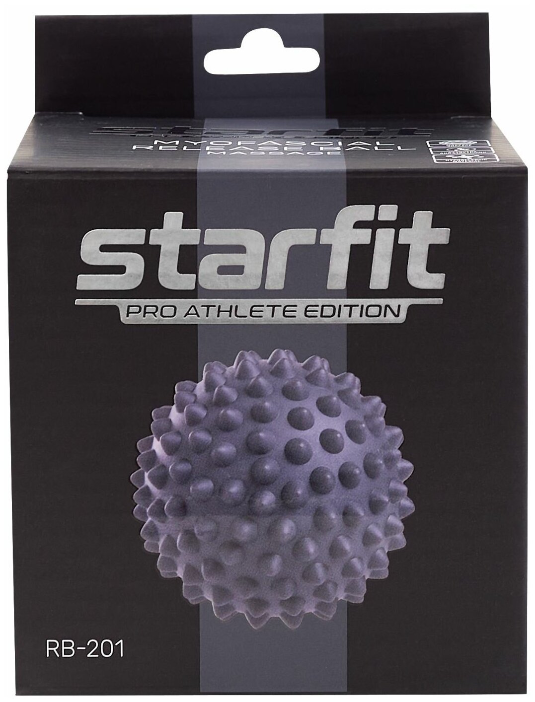 Мяч для мфр Starfit Rb-201, 9 см, поливинилхлорид, массажный, серый