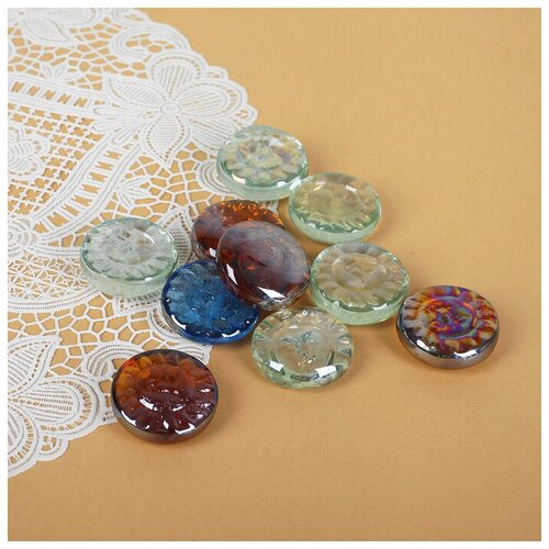 SUI Декор стекло Солнышко 250 гр 10 шт d-3 см микс 373₽