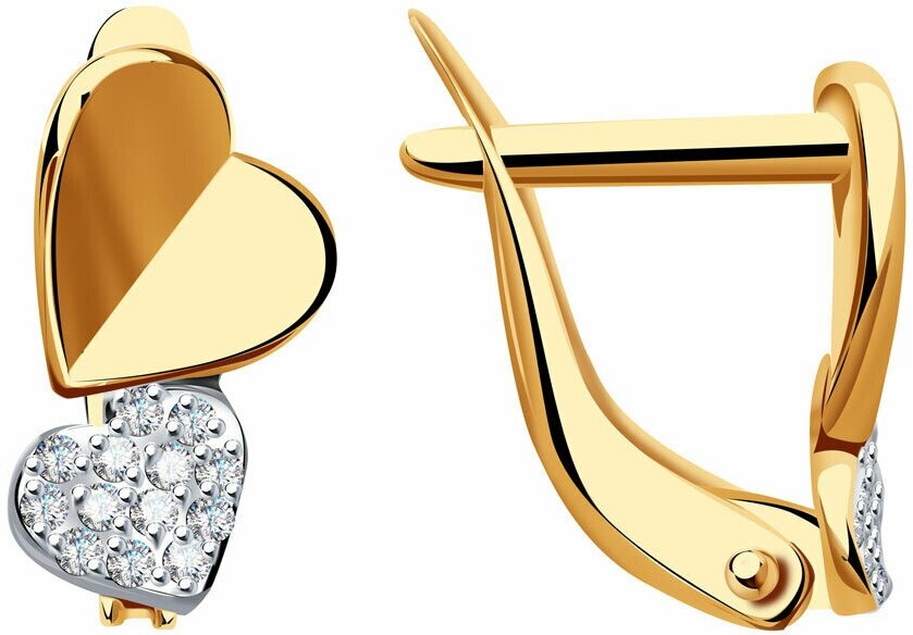 Серьги Diamant online, золото, 585 проба, фианит