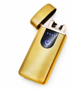 Зажигалка электрическая импульсная, двойная дуга с зарядкой USB, Т316, золото
