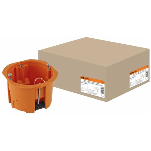 TDM Установочная коробка СП D65х45мм, саморезы, пл. лапки, оранжевая, IP20, TDM SQ1403-0022
