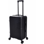 Пластиковый чемодан Leegi, цвет Черный, размер L. Съемные и сдвоенные колеса. - изображение
