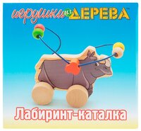 Каталка-игрушка Мир деревянных игрушек Носорог (Д365) бежевый/синий