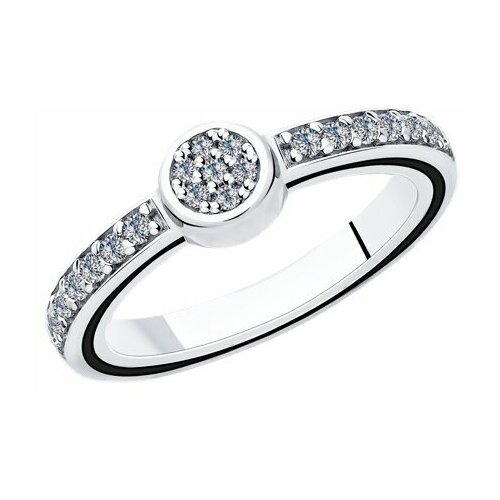 Кольцо Diamant, серебро, 925 проба, фианит, размер 18, белый кольцо diamant серебро 925 проба родирование фианит эмаль размер 19