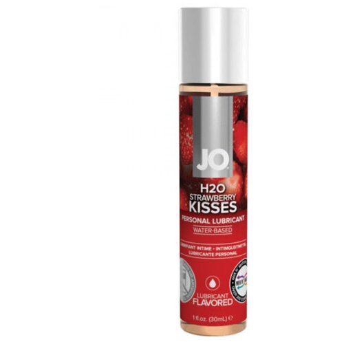 Лубрикант на водной основе с ароматом клубники JO Flavored Strawberry Kiss - 30 мл.