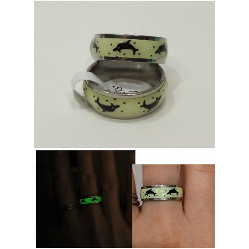 фото Кольцо дельфин светится в темноте, р. 18 соб