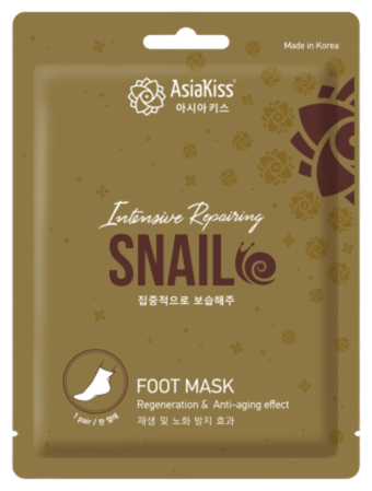 AsiaKiss Маска-носки для ног интенсивно-восстанавливающая «улитка» - Snail foot mask, 1пара