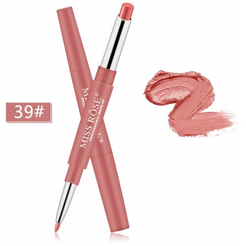 MISS ROSE/2in1 помада стойкая+карандаш для губ/6 оттенков