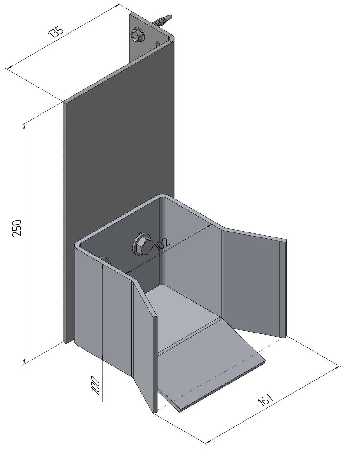 Ловитель нижний с кронштейном для балки 95х88х5, DHS20440 - DoorHan