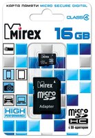 Карта памяти Mirex microSDHC Class 4 16GB + SD adapter