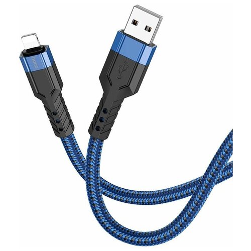 Кабель Hoco USB-Lightning экстра прочность / нейлоновая оплётка / 1,2 метра 6 мм кабель hoco usb micro usb экстра прочность нейлоновая оплётка 1 2 метра 6 мм толщина 2 4a зарядка и передача данных синий