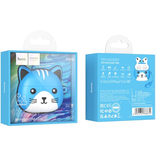 Наушники беспроводные с голубым чехлом котик Dodge cat 134900₽