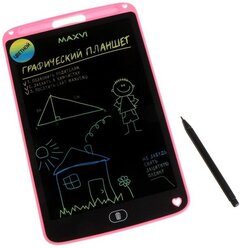 Графический планшет для рисования и заметок LCD Maxvi MGT-02С, 10.5",цветной дисплей,розовый