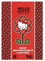 Набор цветного картона и цветной бумаги Hello Kitty Action!, A4, 16 л., 8 цв. в ассортименте