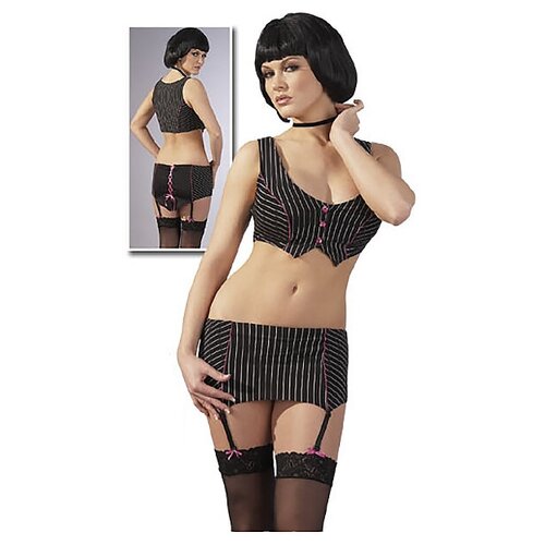 Черный полосатый топ с юбкой от Cottelli Collection