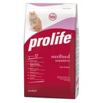 Prolife Cat Adult Sterilized Sensitive сухой корм для чувствительных и/или стерилизованных кошек со свининой и рисом - изображение