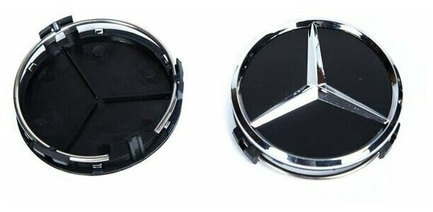 Колпачки заглушки на литые диски для Mercedes-Benz Мерседес цвет черный