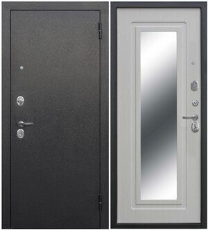 Входная дверь Ferroni Царское Зеркало Серебро Белый Ясень (960мм) левая