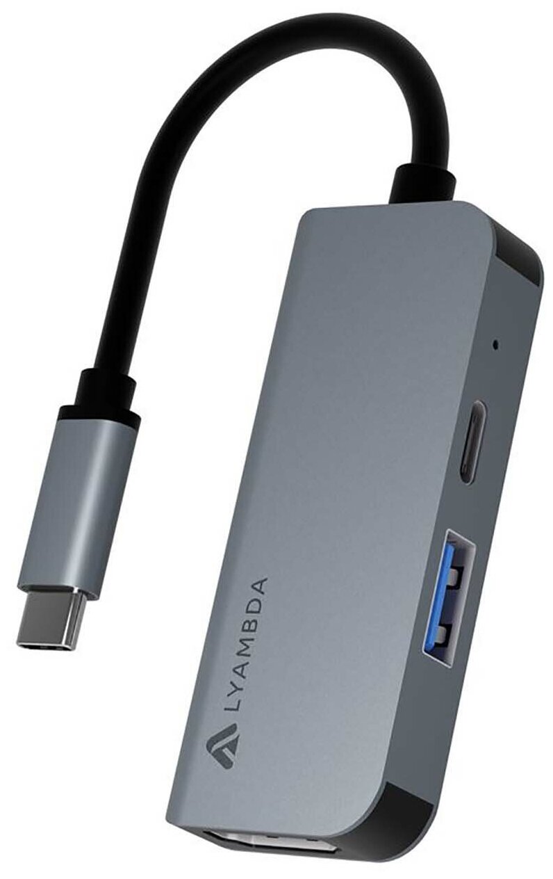 Разветвитель Lyambda (LC105)Type-C 3 в 1 Multimedia 4K/USB/PD Hub