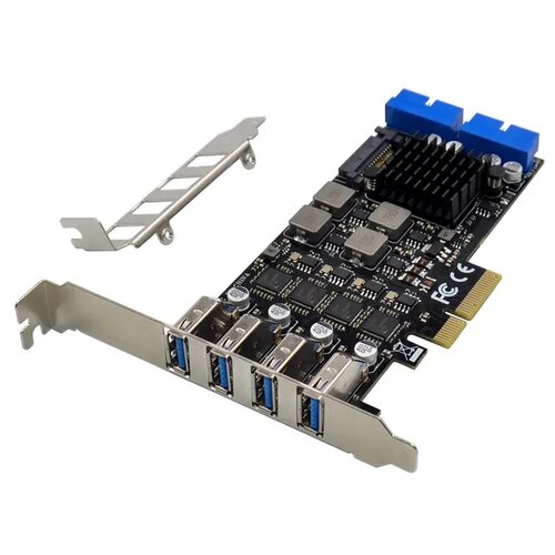 Контроллер PCIe x4 v3.0 (D720201+ASM1806) | USB 3.2 Gen1x1, 4xUSB-A + 2x19-pin | ORIENT NC-3U4419PEX4 контроллер pcie x1 v2 0 via vl805 usb 3 2 gen1x1 4 x usb a orient va 3u4pe oem