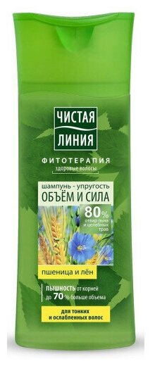 Чистая линия Шампунь для волос Объем и сила, Пшеница и лен, 250 мл, 6 упаковок